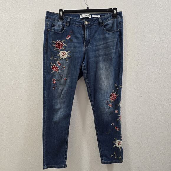Y2K Embroidered Floral Jeans Sandpiper Blue Denim Slim Fit Stretch Size 12 - Picture 14 of 14